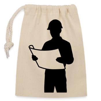 Architect T-shirt - Engineer Blueprint Design - Closable cotton gift bag (14x20cm) - nature - Front