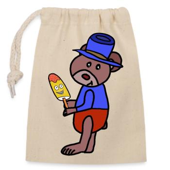 Bär Kinder Eis Teddys Teddybär Kind - Closable cotton gift bag (14x20cm) - nature - Front