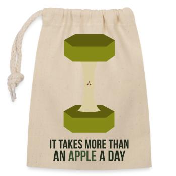 Fitness Motivation Apple Gym Spruch - Verschließbarer Geschenkbeutel aus Baumwolle (14x20cm) - Natur - Vorne