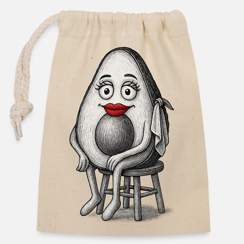 Quirky Avocado - Closable cotton gift bag (14x20cm) - nature