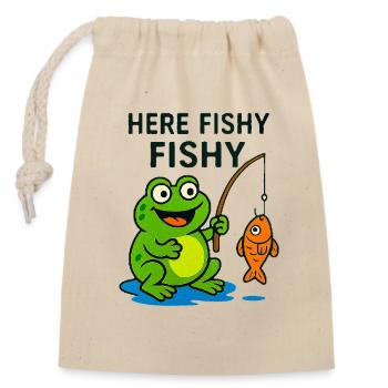 Friendly Fish Monkey and Frog - Closable cotton gift bag (14x20cm) - nature - Front