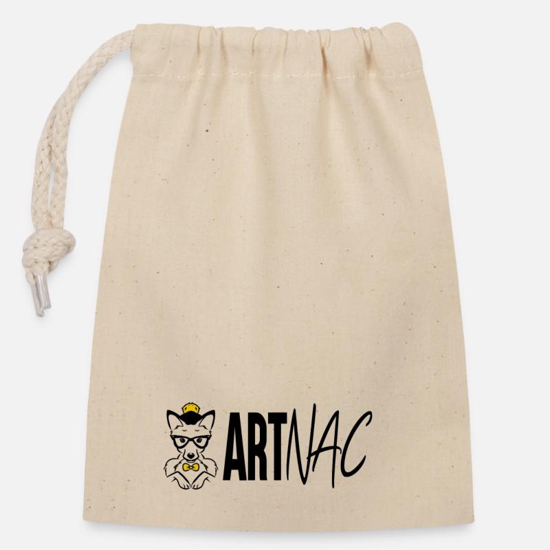 ARTNAC Logo Texte - Sac cadeau en coton avec cordon (14 x 20 cm) - nature