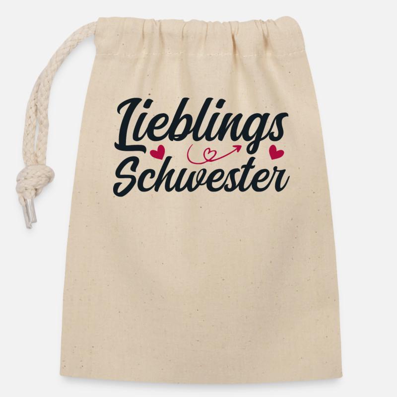 Lieblingsschwester Geschenk Geschenkidee Schwester - Verschließbarer Geschenkbeutel aus Baumwolle (14x20cm) - Natur