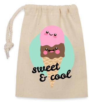 Glace sweet & cool - Sac cadeau en coton avec cordon (14 x 20 cm) - nature - Devant