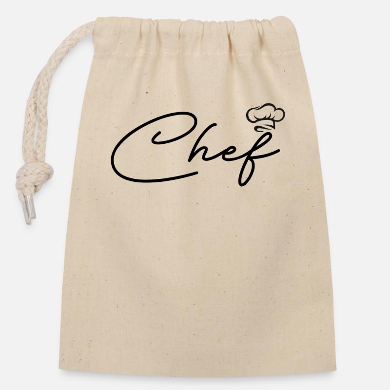 Personalisierter Küchenchef - Verschließbarer Geschenkbeutel aus Baumwolle (14x20cm) - Natur