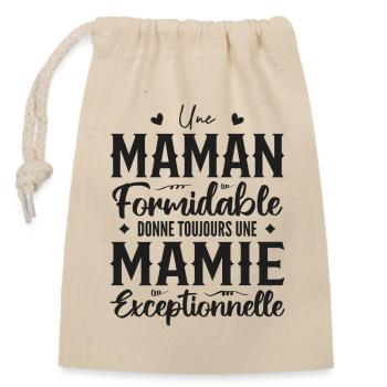Amazing mom gives an outstanding granny - Closable cotton gift bag (14x20cm) - nature - Front