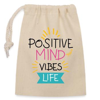 positif vibrations positives citation de vie positive. - Sac cadeau en coton avec cordon (14 x 20 cm) - nature - Devant