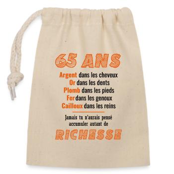 65 Years Birthday Funny Gift Idea - Closable cotton gift bag (14x20cm) - nature - Front