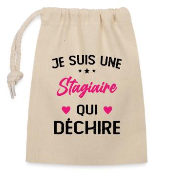 Je Suis Une Stagiaire Qui Déchire - Sac cadeau en coton avec cordon (14 x 20 cm) - nature - Devant