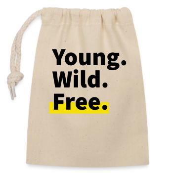 Young. Wild. Free. - Verschließbarer Geschenkbeutel aus Baumwolle (14x20cm) - Natur - Vorne