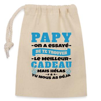 Grand Père Papy Anniversaire Humour Cadeau - Sac cadeau en coton avec cordon (14 x 20 cm) - nature - Devant
