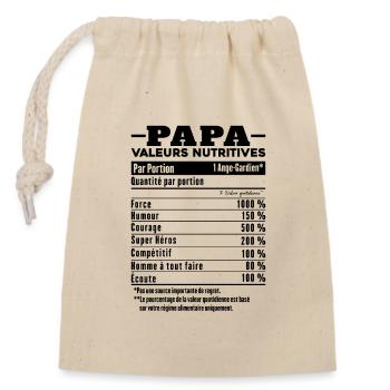 Cadeau papa humour papa valeurs nutritives - Sac cadeau en coton avec cordon (14 x 20 cm) - nature - Devant
