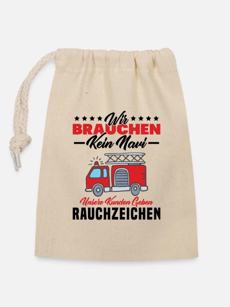 Feuerwehr Feuerwehrmann - Verschließbarer Geschenkbeutel aus Baumwolle (14x20cm) - Natur