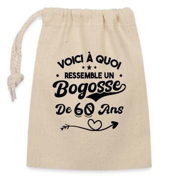 Bogosse 60 ans Cadeau Humour Anniversaire 60 ans - Sac cadeau en coton avec cordon (14 x 20 cm) - nature - Devant