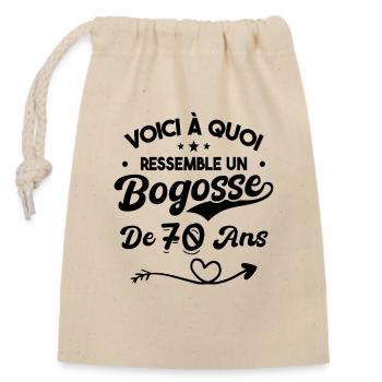 Bogosse 70 ans Cadeau Humour Anniversaire 70 ans - Sac cadeau en coton avec cordon (14 x 20 cm) - nature - Devant
