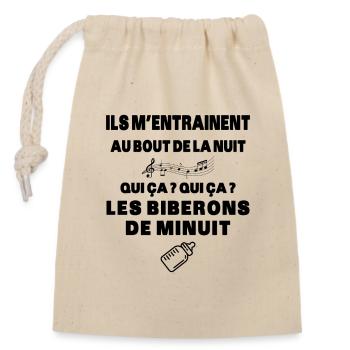Biberons de Minuit Humour Naissance Humour Cadeau - Sac cadeau en coton avec cordon (14 x 20 cm) - nature - Devant