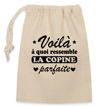 Femme La Copine Parfaite Amour Amitié Humour - Sac cadeau en coton avec cordon (14 x 20 cm) - nature - Devant