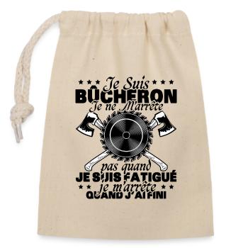 Drôle Cadeau Tronçonneuse Disant Je Suis Bûcheron - Sac cadeau en coton avec cordon (14 x 20 cm) - nature - Devant