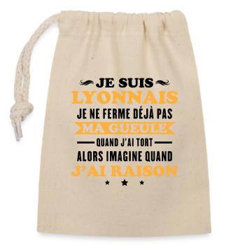 Humour Lyonnais I don't keep my mouth shut - Closable cotton gift bag (14x20cm) - nature - Front