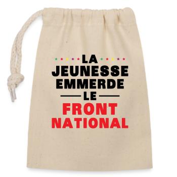 Scheiß auf die Front National - Verschließbarer Geschenkbeutel aus Baumwolle (14x20cm) - Natur - Vorne
