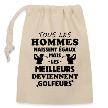 Hommes Meilleurs Deviennent Golfeurs Humour - Sac cadeau en coton avec cordon (14 x 20 cm) - nature - Devant