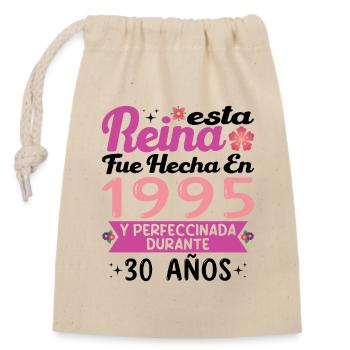 30 Years Birthday Gift Woman Made In 1995 - Closable cotton gift bag (14x20cm) - nature - Front