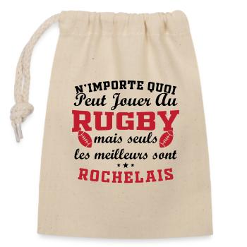 Rugby La Rochelle supporter rochelais club rugby - Sac cadeau en coton avec cordon (14 x 20 cm) - nature - Devant