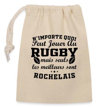 Rugby La Rochelle supporter rochelais club rugby - Sac cadeau en coton avec cordon (14 x 20 cm) - nature - Devant