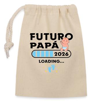 Futur Pape 2026 Premier Père 2026 - Sac cadeau en coton avec cordon (14 x 20 cm) - nature - Devant