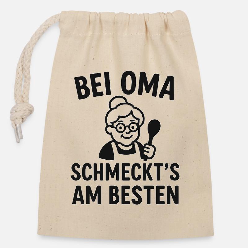 Oma 2 - Verschließbarer Geschenkbeutel aus Baumwolle (14x20cm) - Natur