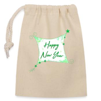 Bonne année Réveillon du Nouvel An - Sac cadeau en coton avec cordon (14 x 20 cm) - nature - Devant