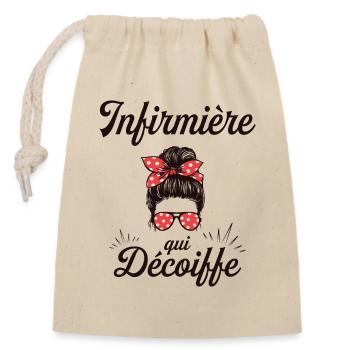 Chignon Infirmière Géniale Super Infirmière - Sac cadeau en coton avec cordon (14 x 20 cm) - nature - Devant
