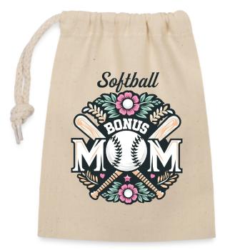 Mother-in-law softball fan with family - Closable cotton gift bag (14x20cm) - nature - Front