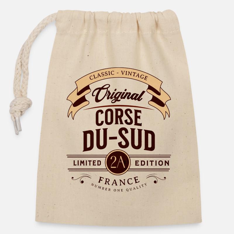 Departement Corse-du-Sud Frankreich - Verschließbarer Geschenkbeutel aus Baumwolle (14x20cm) - Natur