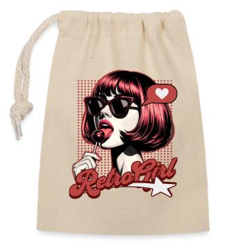 Vintage Women's Retro Glamour - Closable cotton gift bag (14x20cm) - nature - Front
