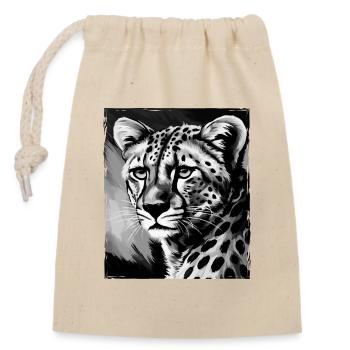 Portrait de guépard - Sac cadeau en coton avec cordon (14 x 20 cm) - nature - Devant