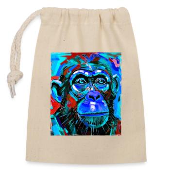 Portrait de singe - Sac cadeau en coton avec cordon (14 x 20 cm) - nature - Devant