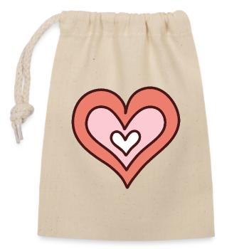 Coeur dessiné à la main - Sac cadeau en coton avec cordon (14 x 20 cm) - nature - Devant