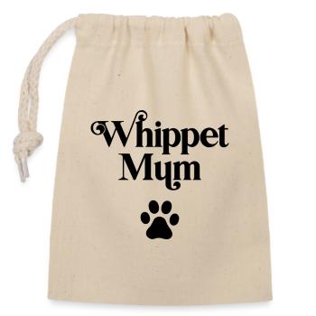 Whippet-Mama - Verschließbarer Geschenkbeutel aus Baumwolle (14x20cm) - Natur - Vorne