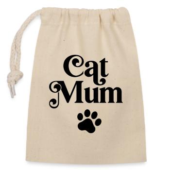 Maman chat - Sac cadeau en coton avec cordon (14 x 20 cm) - nature - Devant
