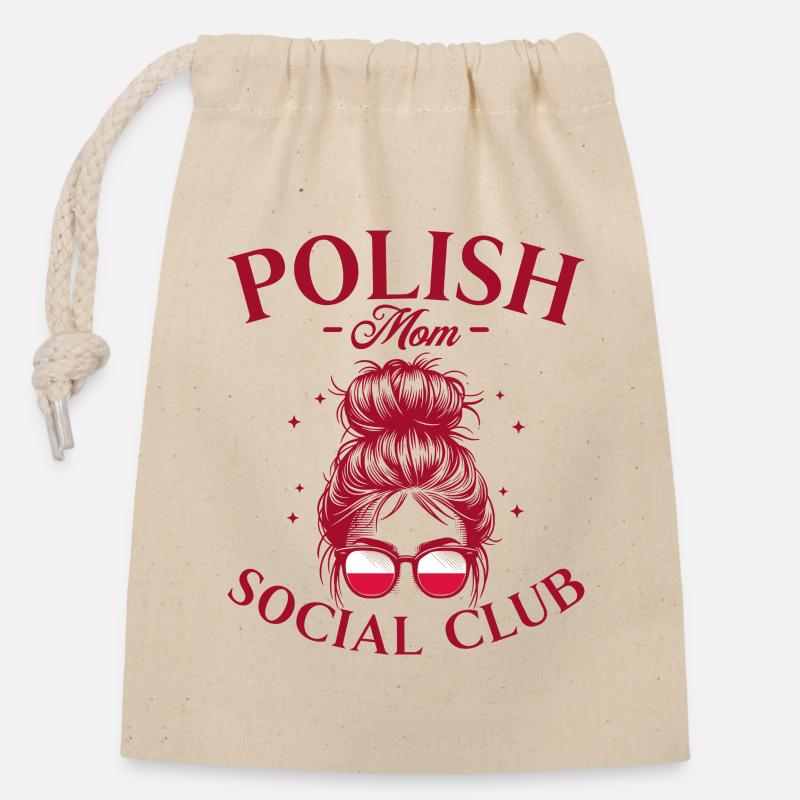 Mutter Social Club Polnische Mutter - Verschließbarer Geschenkbeutel aus Baumwolle (14x20cm) - Natur