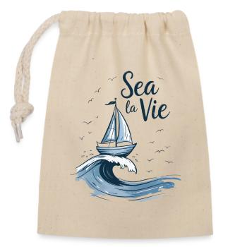 Slogan Marine Life Sailboat Sea - Closable cotton gift bag (14x20cm) - nature - Front