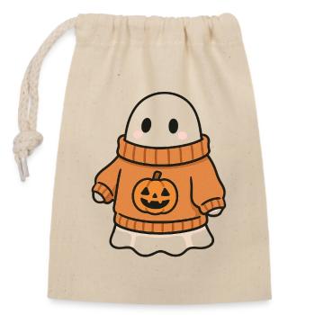 Pull citrouille Ghost - Sac cadeau en coton avec cordon (14 x 20 cm) - nature - Devant