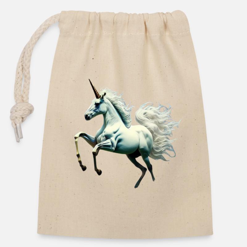 unicorn - Closable cotton gift bag (14x20cm) - nature