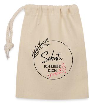 I love you - Closable cotton gift bag (14x20cm) - nature - Front