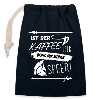 Ist der Kaffee leer, bring mir meinen Speer - Verschließbarer Geschenkbeutel aus Baumwolle (14x20cm) - Navy - Vorne