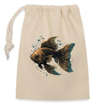 Brauner Fisch - Verschließbarer Geschenkbeutel aus Baumwolle (14x20cm) - Natur - Vorne