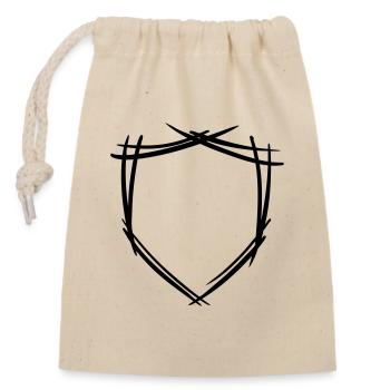 Symbole de bouclier / blason. Dessiné à la main. Modèle - Sac cadeau en coton avec cordon (14 x 20 cm) - nature - Devant