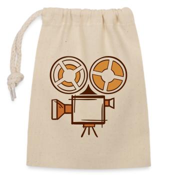 Ancienne icône de caméra argentique, dessinée à la main. Cadreur - Sac cadeau en coton avec cordon (14 x 20 cm) - nature - Devant