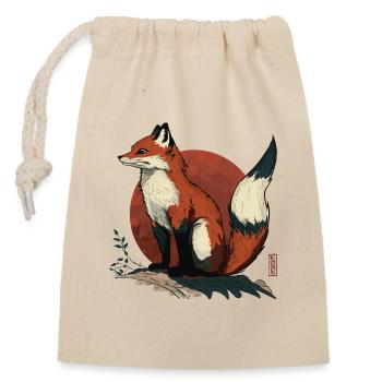 Japanese Fox - Verschließbarer Geschenkbeutel aus Baumwolle (14x20cm) - Natur - Vorne